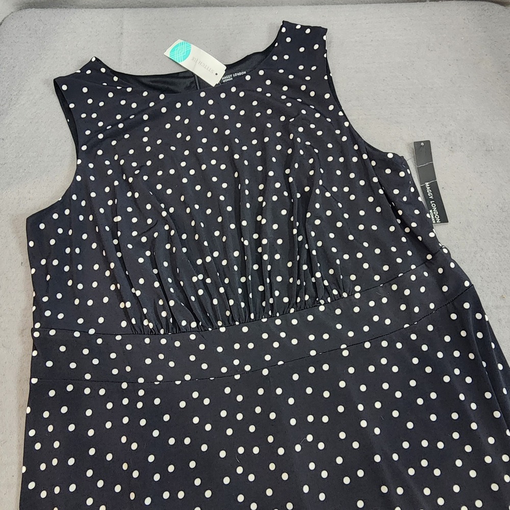 Maggy London Morell Knit Midi Dress Black White Polka Dot Womens 18W NEW
